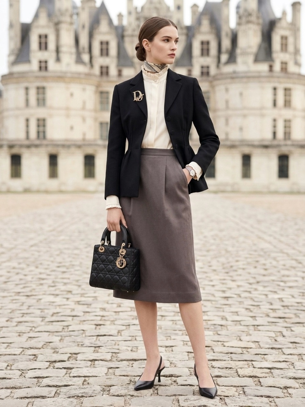 Vintage Christian Dior Separates Wool Skirt Sz 10 Brown Pleated A-Line Midi